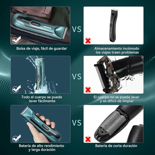KENSEN Afeitadora Corporal Masculina, IPX7 Impermeable Depiladora Corporal en Seco y Húmedo con Luz LED, Cuchillas de Cerámica, Rasuradora Mujer Hombre para Zona Intima, Axilas, Brazos, Piernas, Barba - imagen 6