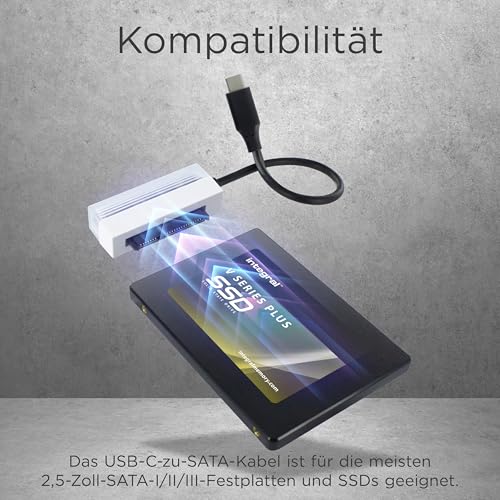 Image of Integral USB C to SATA III SSD Adapter with Cable, 2.5 inch SATA Hard Drive to USB Type C Converter, Compatible with 2.5 inch SATA I /II /III HDD and SSD For Mac or PC