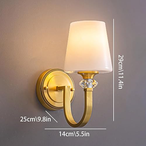 Miniatura 4 de Vintage Brass Wall Sconce Glass Shade Bathroom Vanity Light Fixture Modern E26E27 Base Hardwire Living Room Bedroom Hallway Lighting(Gold)