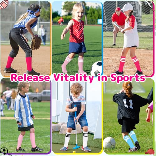 Image of Olreco 1 Pack Toddler Kids Youth Soccer Socks Girls Boys Baseball Socks Youth Knee High Softball Football Accessories Cotton