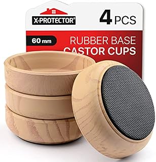 Rubber Base Castor Cups X-Protector  Furniture Castors with Non-Slip Base 4 PCS Ø60mm  Floor Protectors for Chair & Sofa Legs  Prevent Scratches with Our Furniture Coasters & Bed Wheel Stoppers!