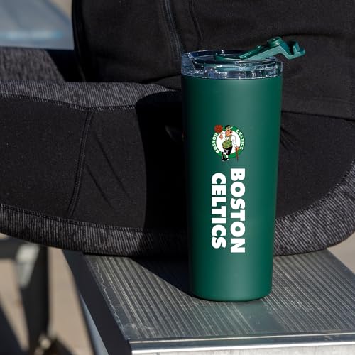 Image of Rico Industries NBA Basketball Boston Celtics Green 24oz Stainless Steel Tumbler with Lid and Dual Functioning Lid