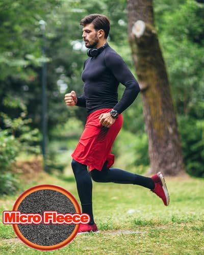 DRSKIN 3 or 2 Pack Men's Thermal Compression Pants Tights Fleece Lined Base Layers Underwear Sports Athletic Workout Winter 7