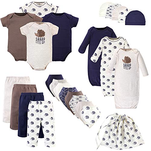 Touched by Nature Unisex Baby Organic Cotton Layette Set and Giftset, Hedgehog, 0-6 Months