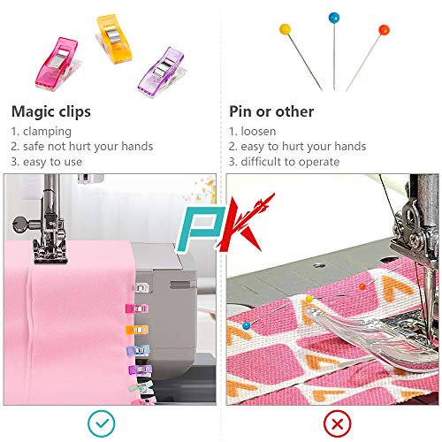 Sewing Clips 100 Pcs Premium Quilting Clips With Nice Bag Package, Assorted Colors & Sizes, Multipurpose Plastic Clips Fabric Clips Craft Clips Sewing Supplies Quilting Accessories Crafting Tools #TOP4