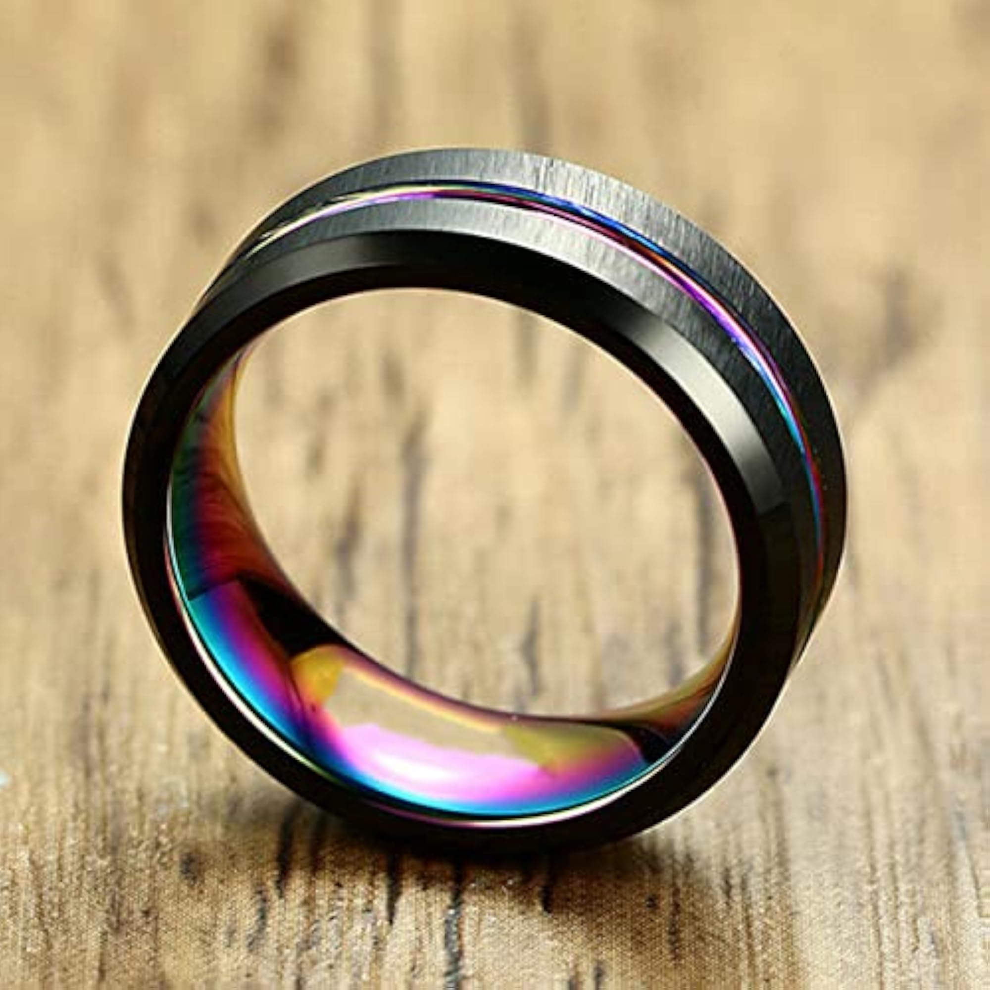 Platinum Plated Titanium Steel Black Bands Ring for Men