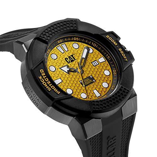 CAT Shockmaster Black Men Watch, 48 mm case, Yellow face