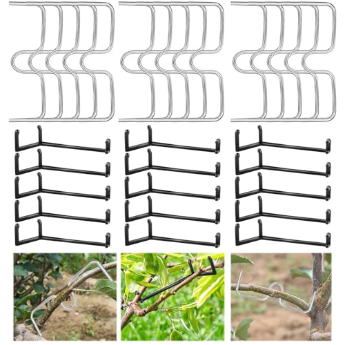 HGRGHH 30 Stück Astspreizer für Obstbäume, Spreizeraststütze für Obstbäume, 15 Metall M Förmiger Astspreizer, 15 Plastik Astzieher Halter für Obstzweige, Astklammern Metall für Gartenzweige