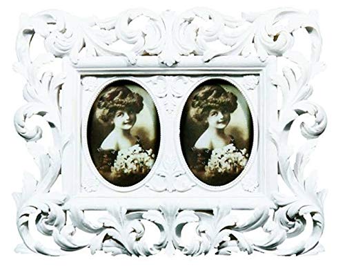 elbmoebel Marco 2 Barroco Color Blanco Envejecido pie Marco Marco de Fotos Rosali Shabby