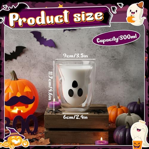 Taza de vidrio doble pared Ghost para Halloween 300 ml miniatura 4