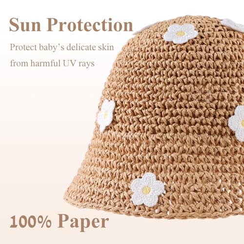 Baby Girl Straw Hat Toddler Summer Beach Hat with Lace Bow Infant Girls Sun Hats3