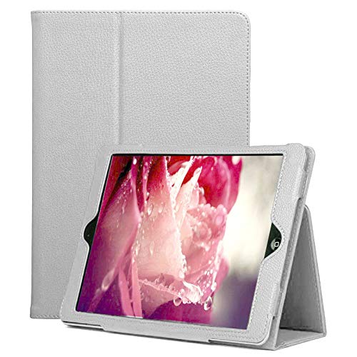 Leather Flip Stand Folio Case Plain Cover for Apple iPad Air 2nd Generation A1566 A1567 (White)