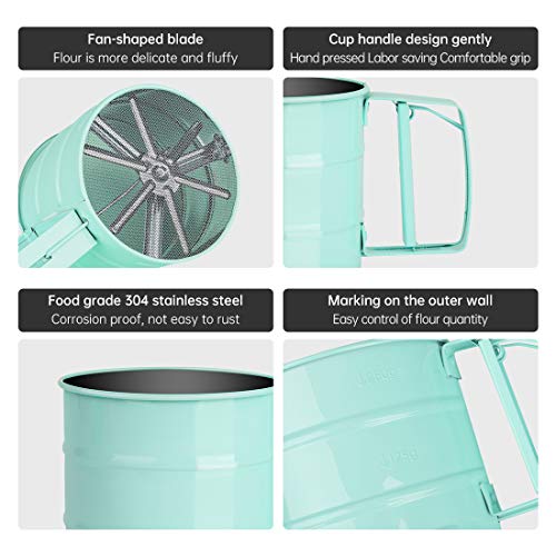Flour Sifter, Operated Flour Sifter, Handheld Sieve Flour Strainer, Fine Kitchen Cooking, Sieve Tools for Cooking/Pastry Baking Kitchen Utensil (Green)