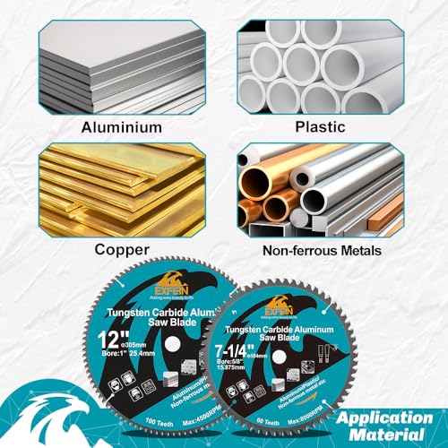 Image of 7-1 /4 Inch 60 Teeth Aluminum and Non-Ferrous Metal Cutting Circular Saw Blade with 5 /8 Inch Arbor, TCG Carbide Saw Blade for Metal & Plastic Cutting