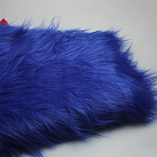 Tissu fausse fourrure poils longs 12 cm bleu roi 50x170 cm pour cosplay et tapis shaggy