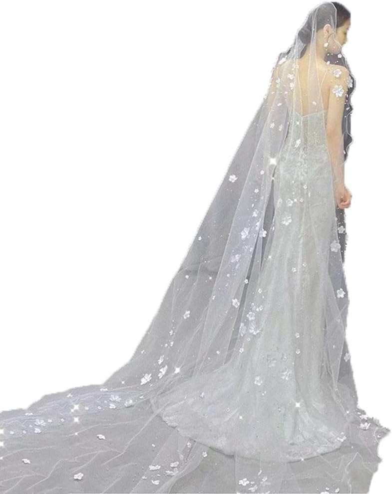 veils for women wedding pearl flower veil Cathedral veil