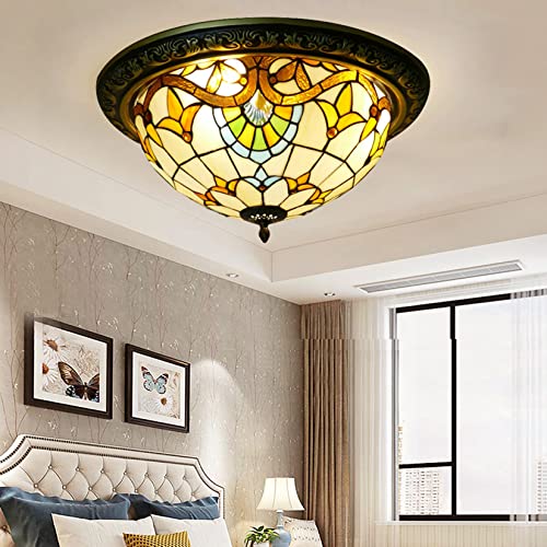 Plafonnier baroque en verre teinté de 16 pouces pour sublimer votre chambre