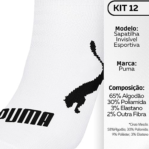 Kit 12 Pares Meias Puma Sapatilha Invisível Esportiva Masculino | KIT - D | 39-43