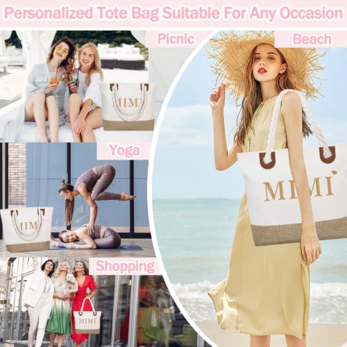 Image of GhvyenntteS Mimi Gifts, Birthday Gifts for Mimi Grandma, Mimi Bag with Zipper, Personalized Tote Bag - Perfect for Birthday, Mothers Day, Christmas