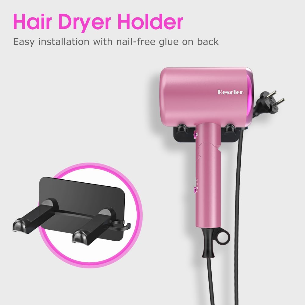 Haartrockner Ionen 2400W Föhn Fön mit 3 Aufsätze &Reisebeutel&Halter, Rosa | Föhn Fön Schnelltrocknen [leicht & kompakt] Profi Reisefön mit Heiß-/Kalttaste, 3 Heiz,3 Geschwindigkeiten / Salon Haarföhn