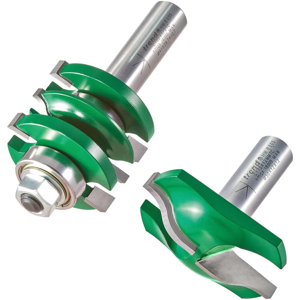 Trend CraftPro zestaw frezów Ogee do drzwi panelowych, trzpień 12 mm | Zawiera frezy Ogee do drzwi panelowych, trzpień 12 mm, z ostrzami z węglika, CR/PDS1X12MMTC