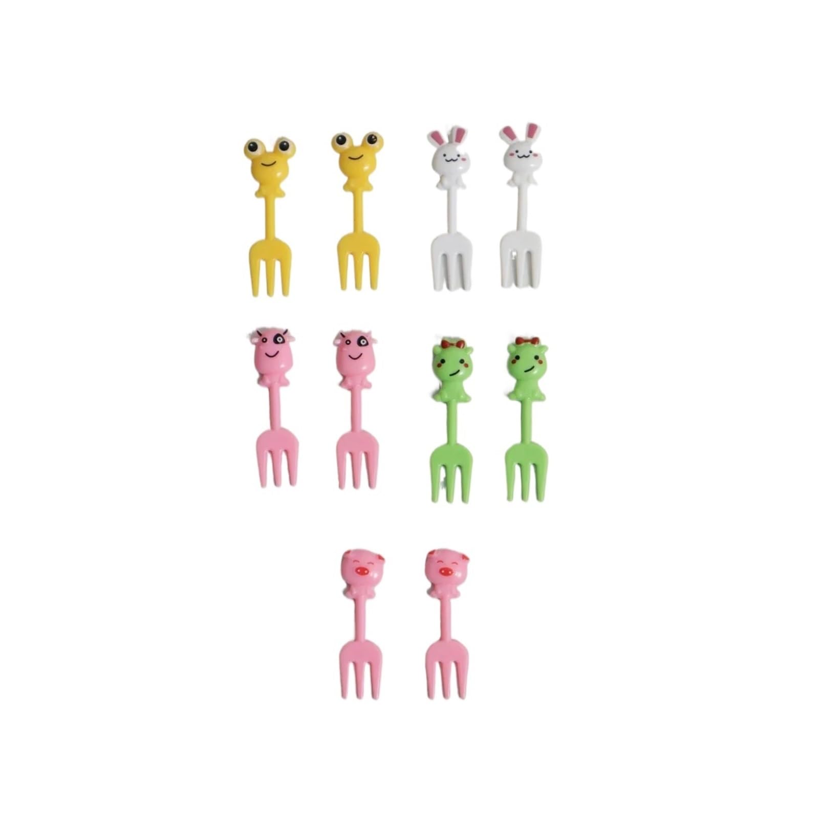 Wzptlkibad Polychrome Cute Animal Shaped Snack Fork, Reusable Plastic Table Cutlery