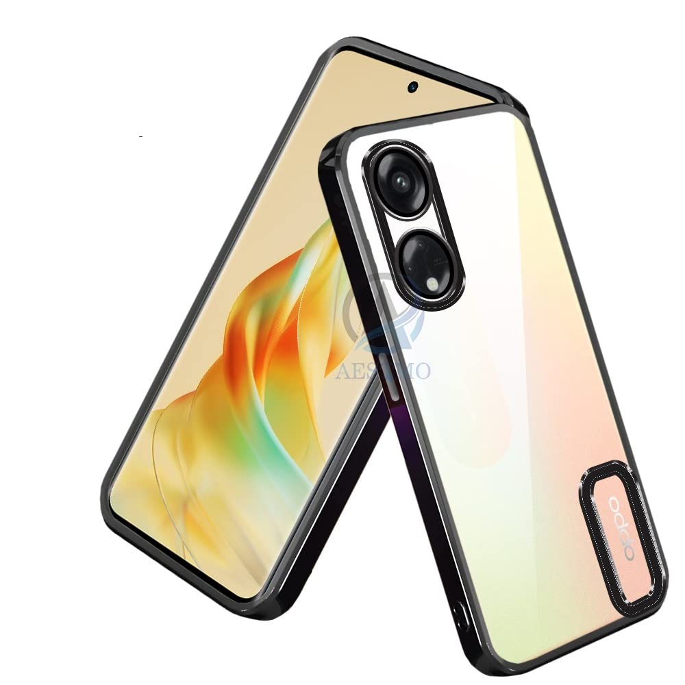 AESTMO Polyethylene Oppo Reno 8T 5G Chrome Back Cover Ring Logo Cut Pattern Electroplating, 360 Degree Protection, Protective Design, Transparent Back Cover Case For Oppo Reno 8T 5G (Black) (B0BZW8ZYND) Amazon Price History, Amazon Price Tracker