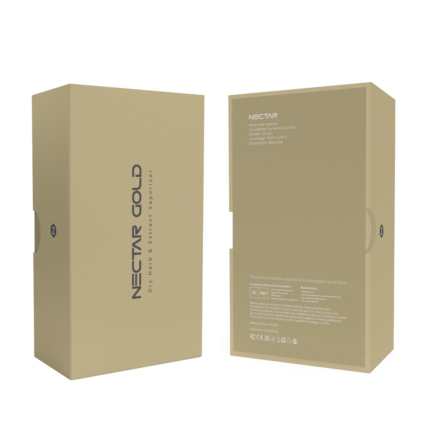 Nectar Gold Vaporizer Cannabis | Vaporizer für Kräuter und Extrakte mit 3 Jahren Garantie | Austauschbarer Akku für 8 Sitzungen, Isolierter Luftstrom, Temperaturpräzision, Zubehör inklusive