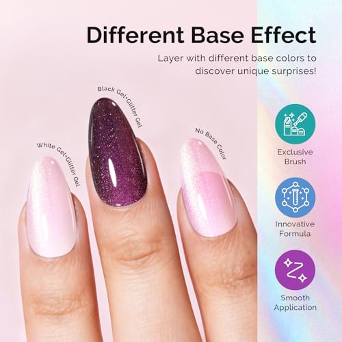 Image of MelodySusie Shimmer Pearl Pink Gel Nail Polish, 0.5fl oz Soak Off UV LED Jelly Holographic Pink Glitter Gel Polish Gift for Women Nail Art Manicure Salon DIY Nail Design Decoration at Home-G2607