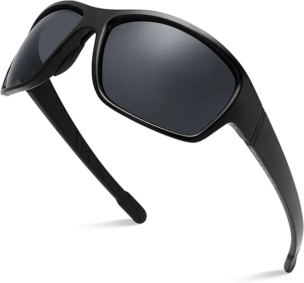 Polarized Sports Sunglasses for Women Running Cycling UV400 Protection, Black Wraparound Fit with Anti-Glare Tech