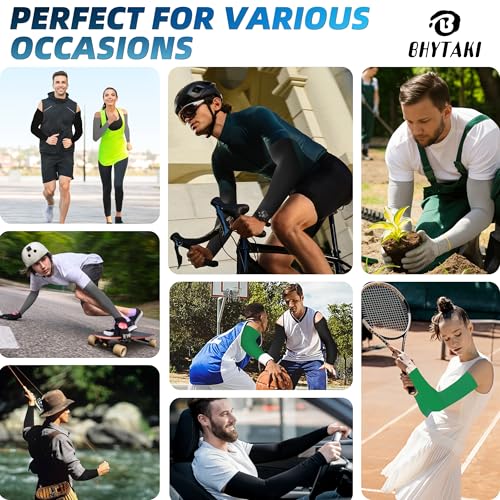 Image of BHYTAKI UV Sun Protection Arm Sleeves, UPF 50 Sports Cooling Arm Compression Sleeves for Men Women Teenager