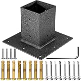 VEVOR Post Base, 4'x4' Mailbox Base Plate, Black Powder-Coated Fence Post Anchor, Q235 Steel Deck...