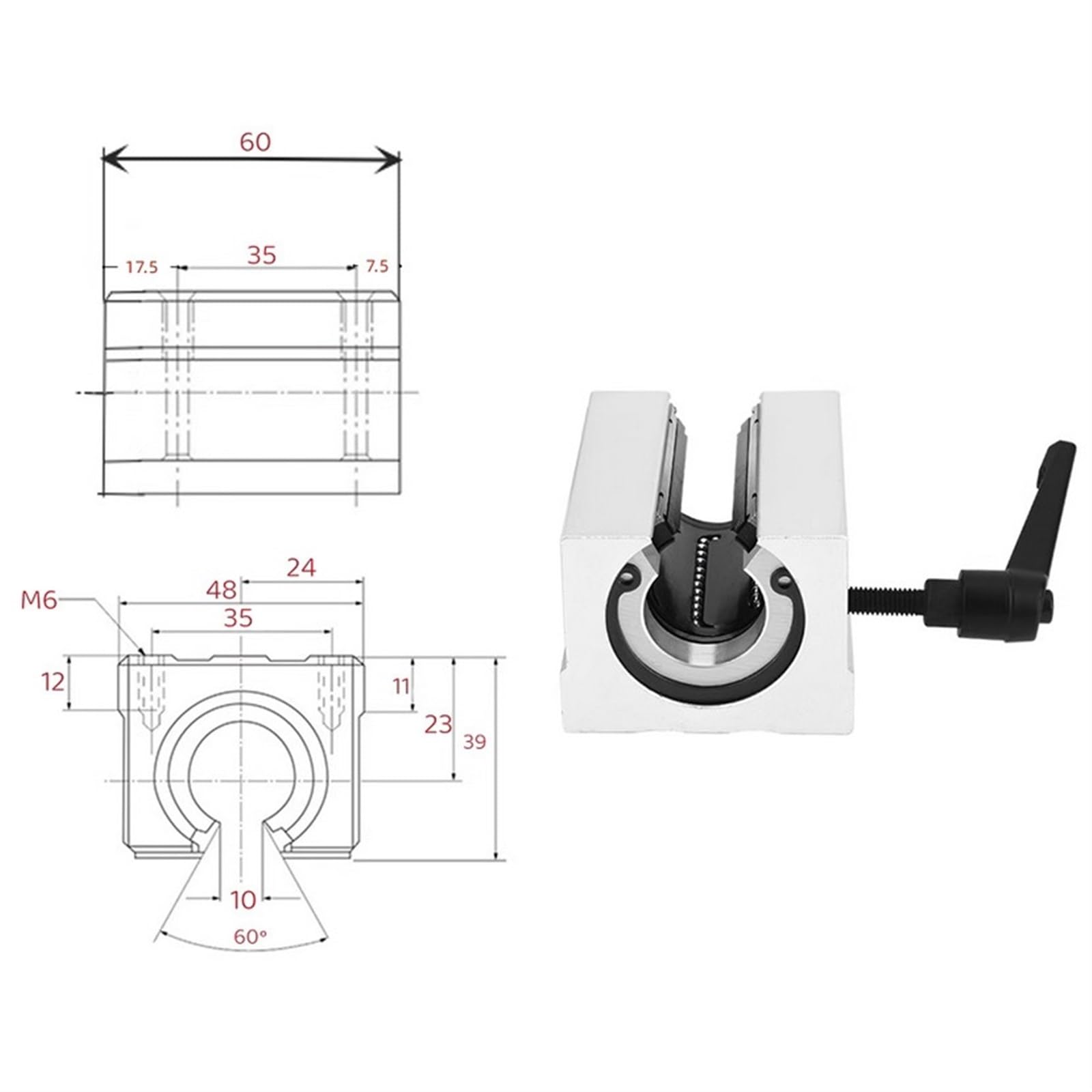 Glissière à roulement linéaire à rail coulissant Lot de 4 roulements à billes linéaires SBR12UU SBR16UU SBR20UU Type verrouillage SBR Rail guidage roulement 12mm 16mm 20mm(SBR12UU)