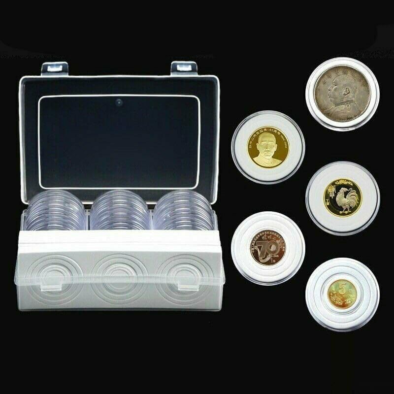 30Pcs Round Cases, Adjustable Coin Storage Boxes Capsules Holder, Suitable Various Coin Sizes