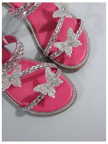 Image of OYOANGLE Women's Silver Rhinestone Sandals Sparkly Dressy Flat Sandals