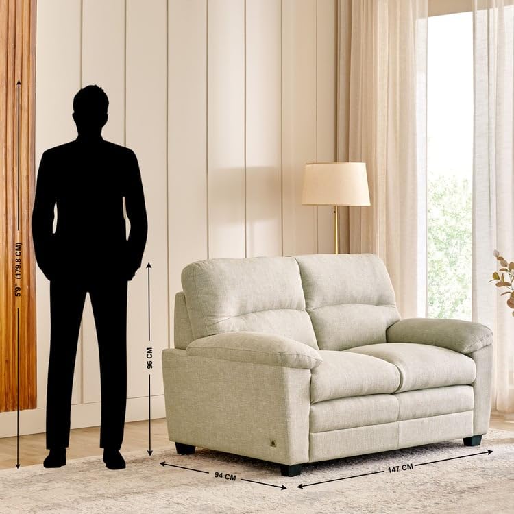 Image of Home Centre | Mojo | Fabric|Solid Wood | 2 Seater Sofas | Beige | 1 Year Warranty