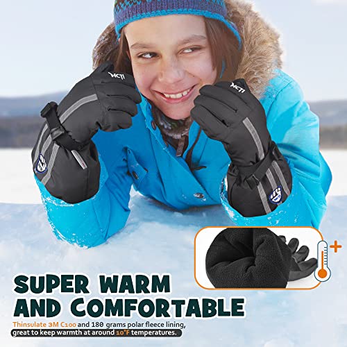 Mcti Kids Gloves Waterproof Winter Warm Snow Ski Gloves Long Cuff Fleece Lined With Reflective Strap #TOP5