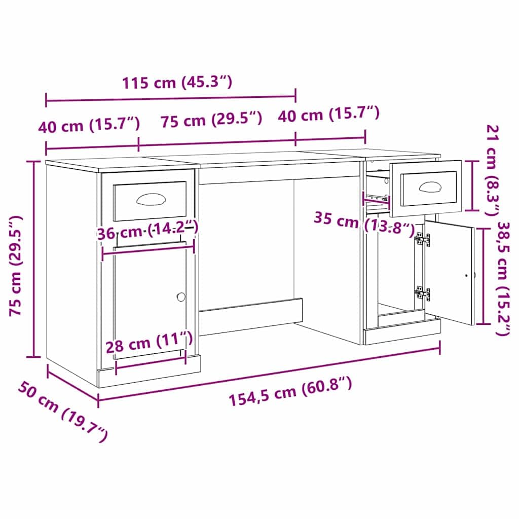 Biurko montowane na ścianie z szafą, kolor czarny, imitacja dębu, szerokość 154,5 cm, nowoczesny stół roboczy do biura, do nauki, z szufladą, drzwiczkami, schowkiem