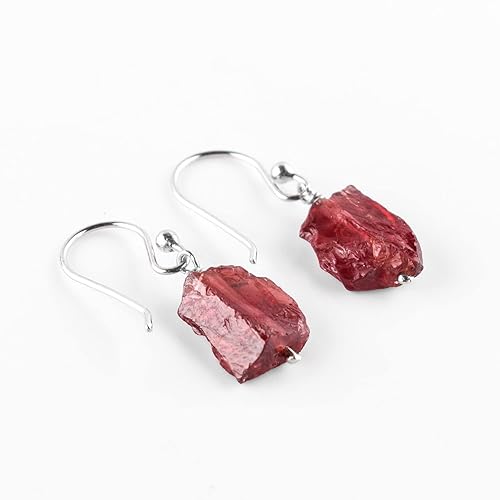 Miniatura 11 de Natural Raw Herkimer Diamond Earrings, Rough Gemstones, Minimalist Jewelry, Dangling Earrings, Rhodium Plated, 925 Sterling Silver, April