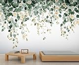 Fototapete Selbstklebend Grüne Blätter 3D Effekt Foto Tapete Frühlingsblumen 400x280 cm Seidenstoff Wandtapete Wohnzimmer Schlafzimmer Bildtapete für Wand Deko B-3256