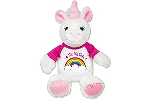 I'm the Big Sister Unicorn Plush Pink Sparkles Message T-Shirt 8 Inches