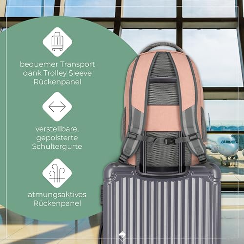 Travelite Handgepäck Rucksack, Laptop Rucksack 15,6 Zoll, BASICS, Daypack, Tagesrucksack mit vielen Fächern, 45 cm, 22 Liter