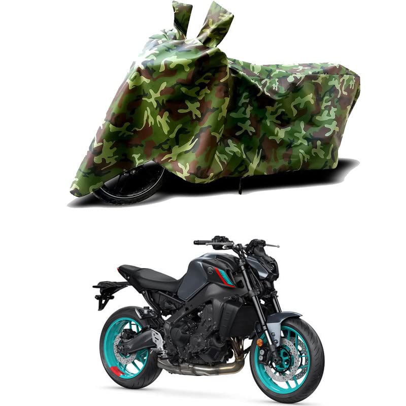 Image of 100% Water Resistant Full Bike Scooty Two Wheeler Body Cover Compatible for Yamaha MT-09 /UV-Rays /Heat Protection /Birds Dropping /Scratchproof /Dust Proof /Waterproof /All Varients[Green MJ]