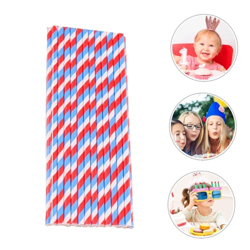 150 pitillos de papel desechables rayados azul y rojo miniatura 7