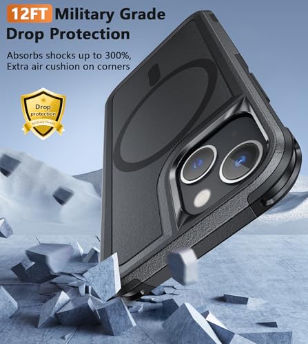 Image of FNTCASE for iPhone 13 Mini Case: iPhone 12 Mini Case Dual Layer Magnetic Phone Cases Compatible with Magsafe Military Grade Drop Bumper Tough Protective Cell Phone Cover (Black)