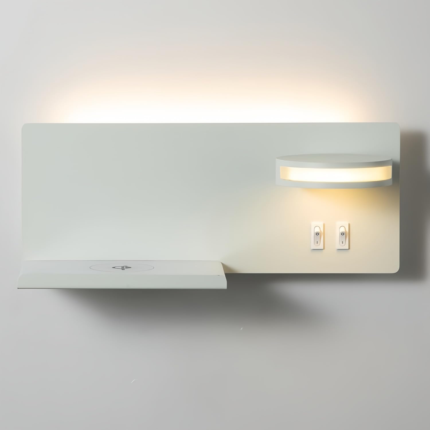 Lampada da Parete LED Moderna Ricarica Wireless e USB 30 cm x 12 cm Luce Notturna Orientabile per Camera da Letto Rotabile Applique Luce Notturna Illuminazioni per Pareti Bianco (A destra)