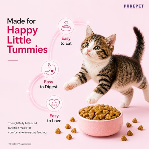 Image of Purepet Kitten Dry Cat Food 1.2kg Pack | Tuna & Salmon Flavour | Active Behaviour | Hairball Control |Urinary Tract Health | Nutrient Rich | Minerals
