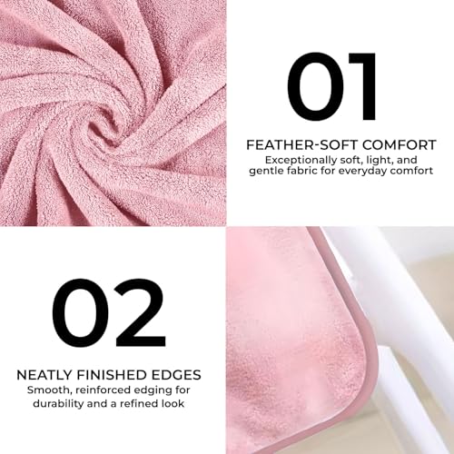 Image of MAXOSHINE Microfiber Kids Bath Towels Quick Dry Super Absorbent Super Soft Bath Towel for Babies Toddler-Baby Towel for Boys and Girls (1, Pink)
