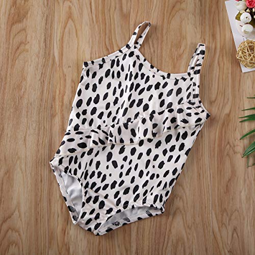 Seyurigaoka 1-6Y Toddler Kids Baby Girl Leopard Swimsuit Strap Sleeveless Ruffle Tankini Bikini Swimwear Bathing Suits (Black, 3-4 Years) - Thumbnail 3