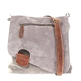  LECONI Umhängetasche für Damen Crossbag Veloursleder Echtleder Natur Damentasche Schultertasche Ledertasche Freizeittasche für Frauen Wildleder Handtasche 29x29x6cm grau LE3027-VL